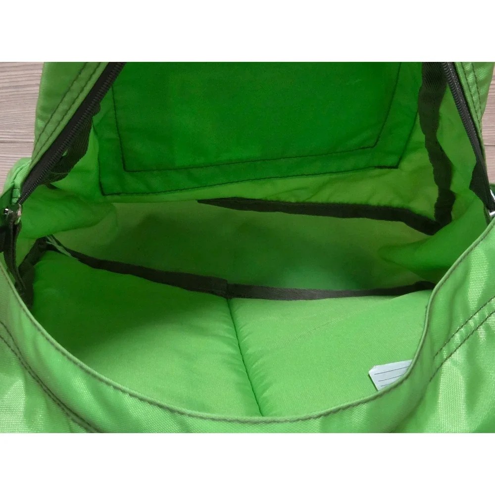 LL Bean Kids Backpack Lime Green Reflective Stripe Nylon School Bag 0YP84 Retro